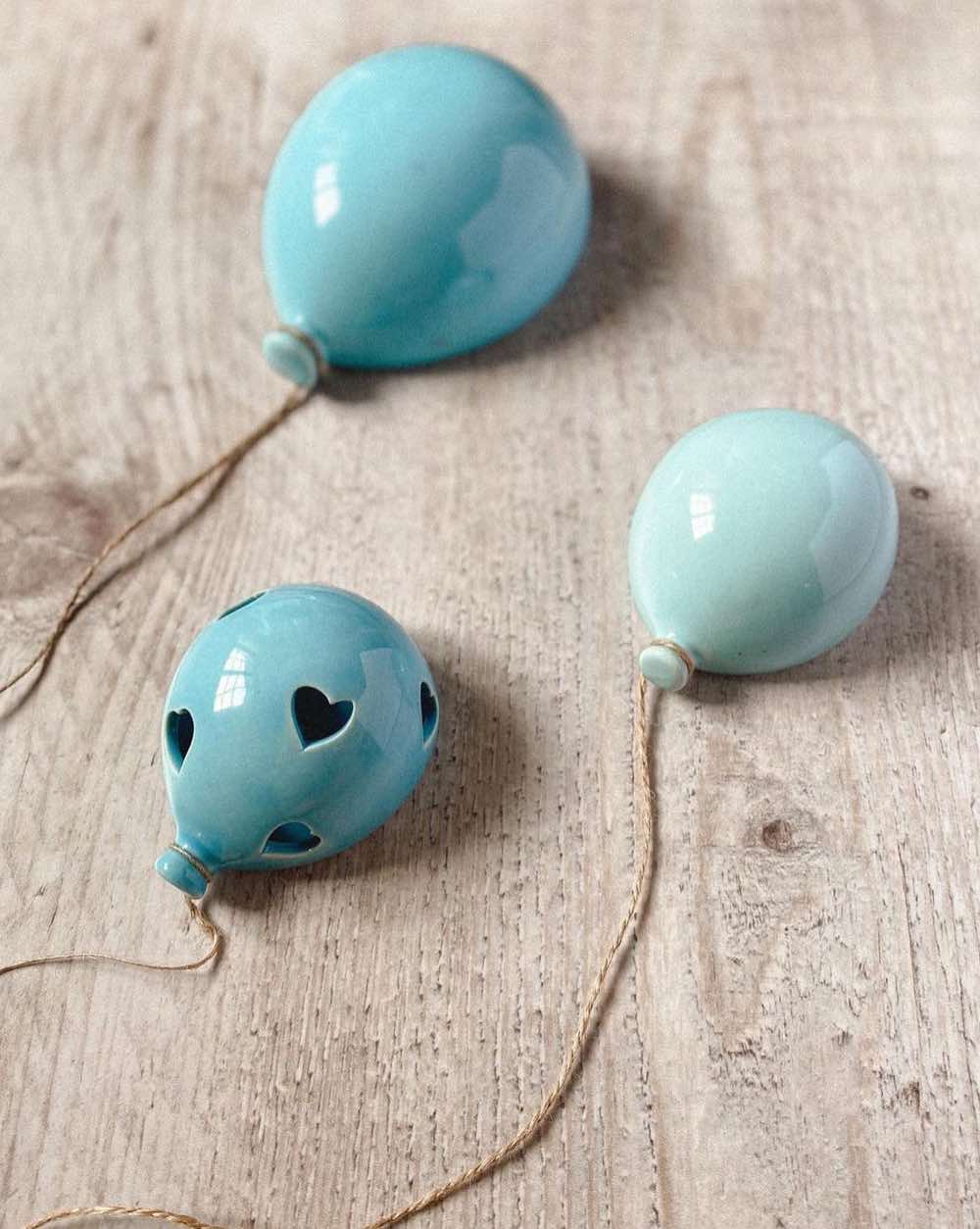PALLONCINO PROFUMATORE CERAMICA CELESTE COMPLEANNO BATTESIMO COMUNIONE - Dolci pensieri gift