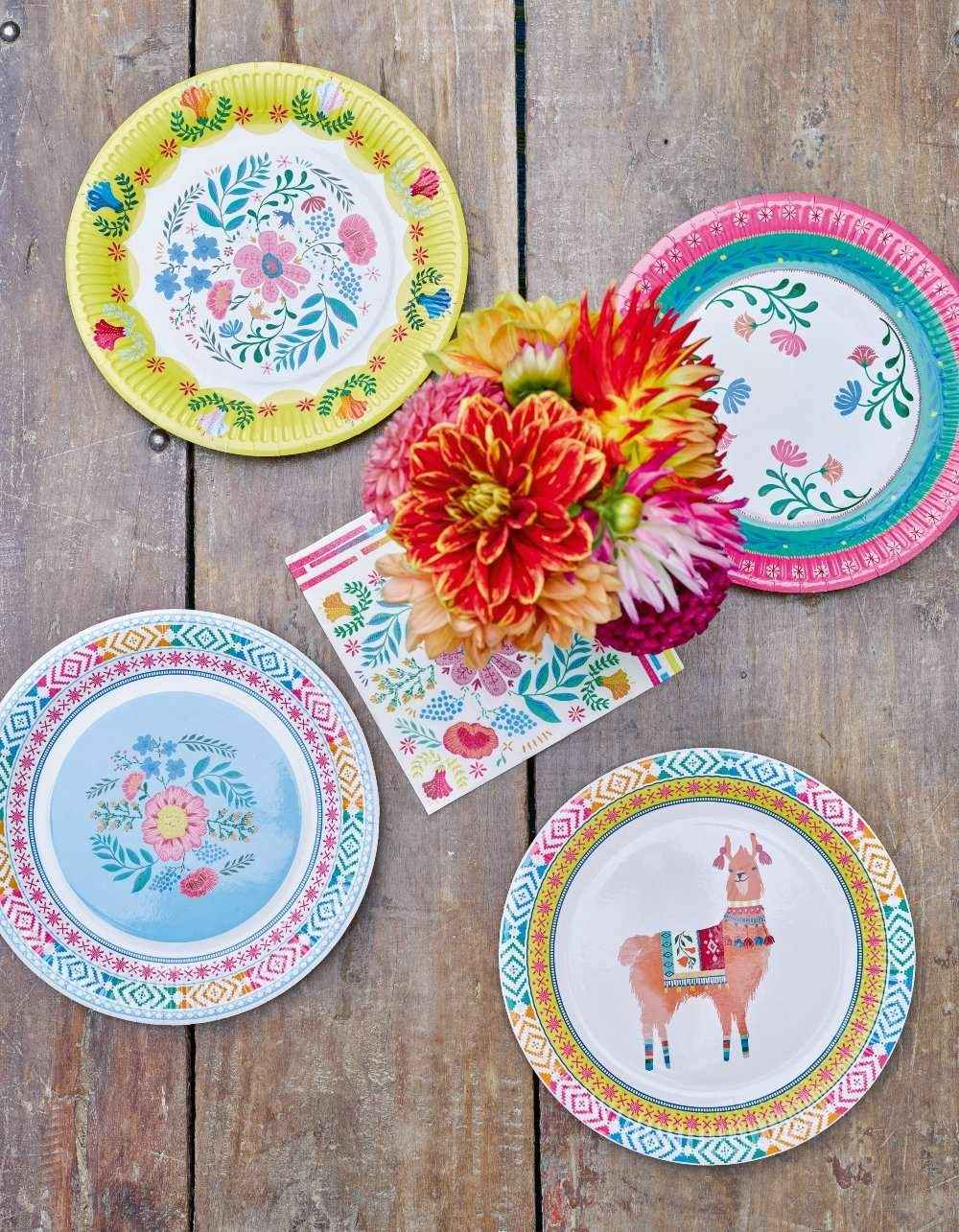 Piatti di carta boho chic floreali, confezione da 12 pezzi - Dolci pensieri gift