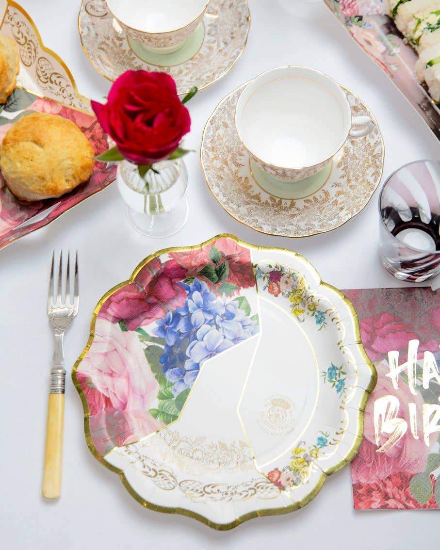 Piatti di carta floreale stile Inglese, confezione da 12 pezzi - Dolci pensieri gift