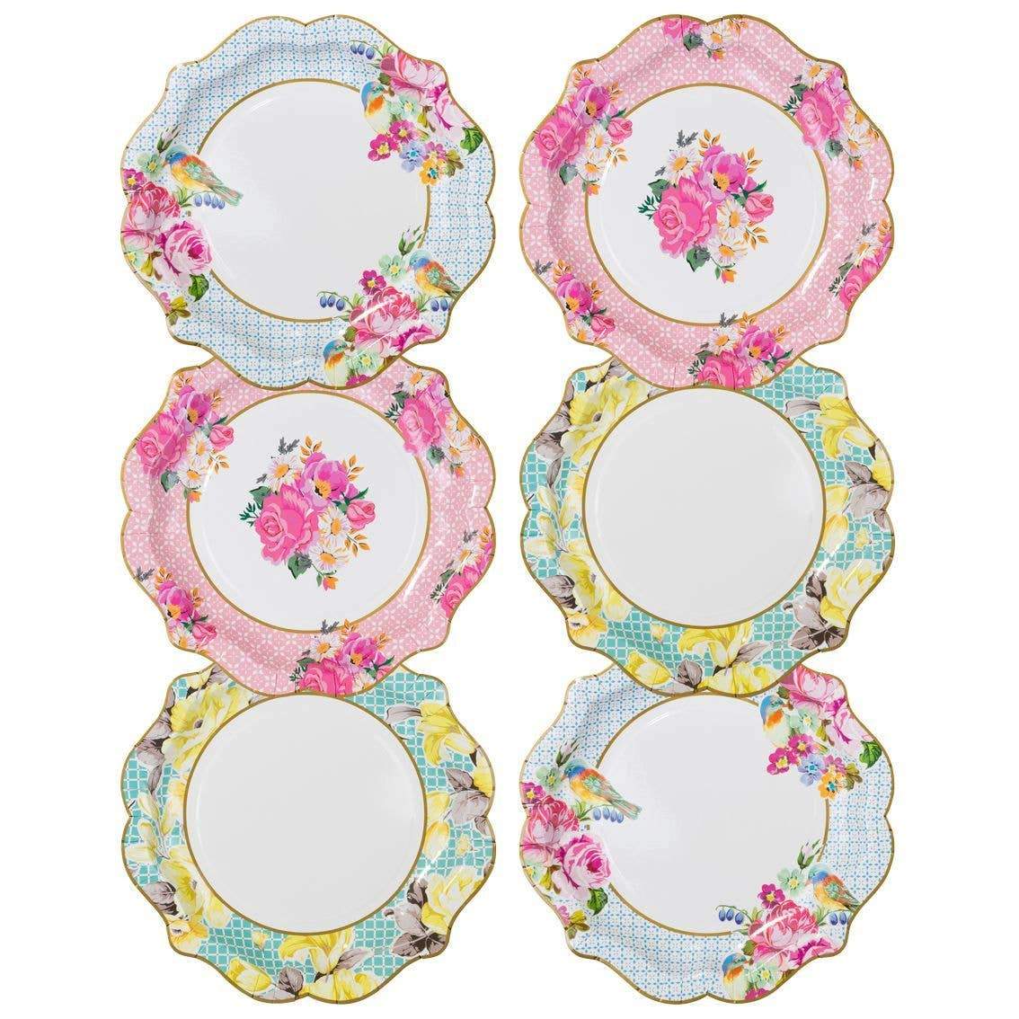 Piatti floreali in carta per feste smerlati stile inglese - Confezione da 12 pezzi - Dolci pensieri gift