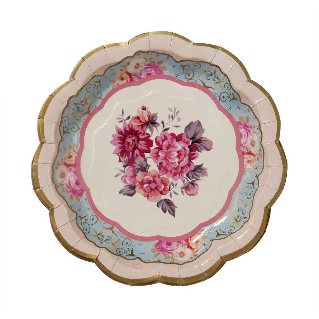 Piatti rose in carta per feste smerlati stile inglese - Confezione da 12 pezzi - Dolci pensieri gift