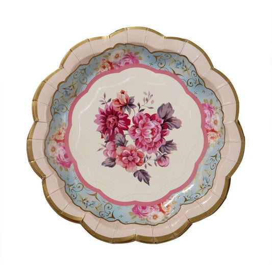 Piatti rose in carta per feste smerlati stile inglese - Confezione da 12 pezzi - Dolci pensieri gift
