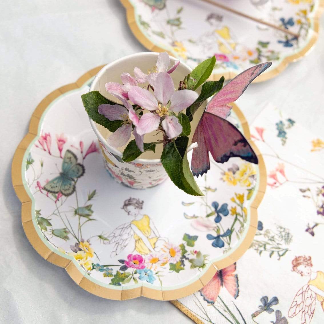 Piatti Shabby chic fata con bordo smerlato, confezione da 12 - Dolci pensieri gift