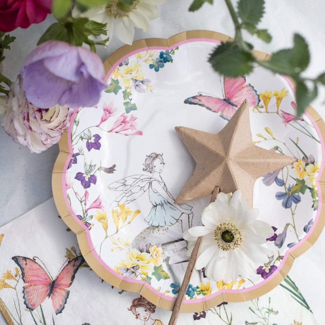 Piatti Shabby chic fata con bordo smerlato, confezione da 12 - Dolci pensieri gift