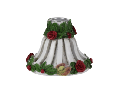 Porta candela decorata a mano con bacche e fiori Natalizi in resina 10cm - Dolci pensieri gift
