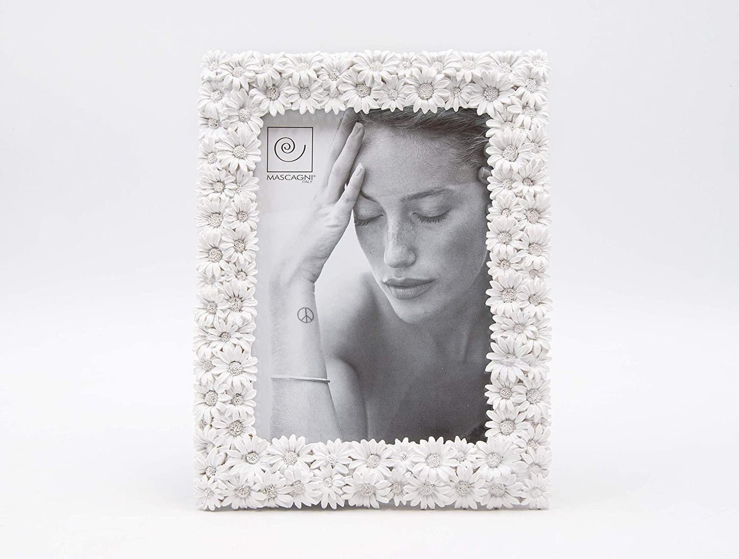 Cornice bianca margherite resina 10x15 - Dolci pensieri gift