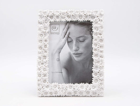 Cornice bianca margherite resina 10x15 - Dolci pensieri gift