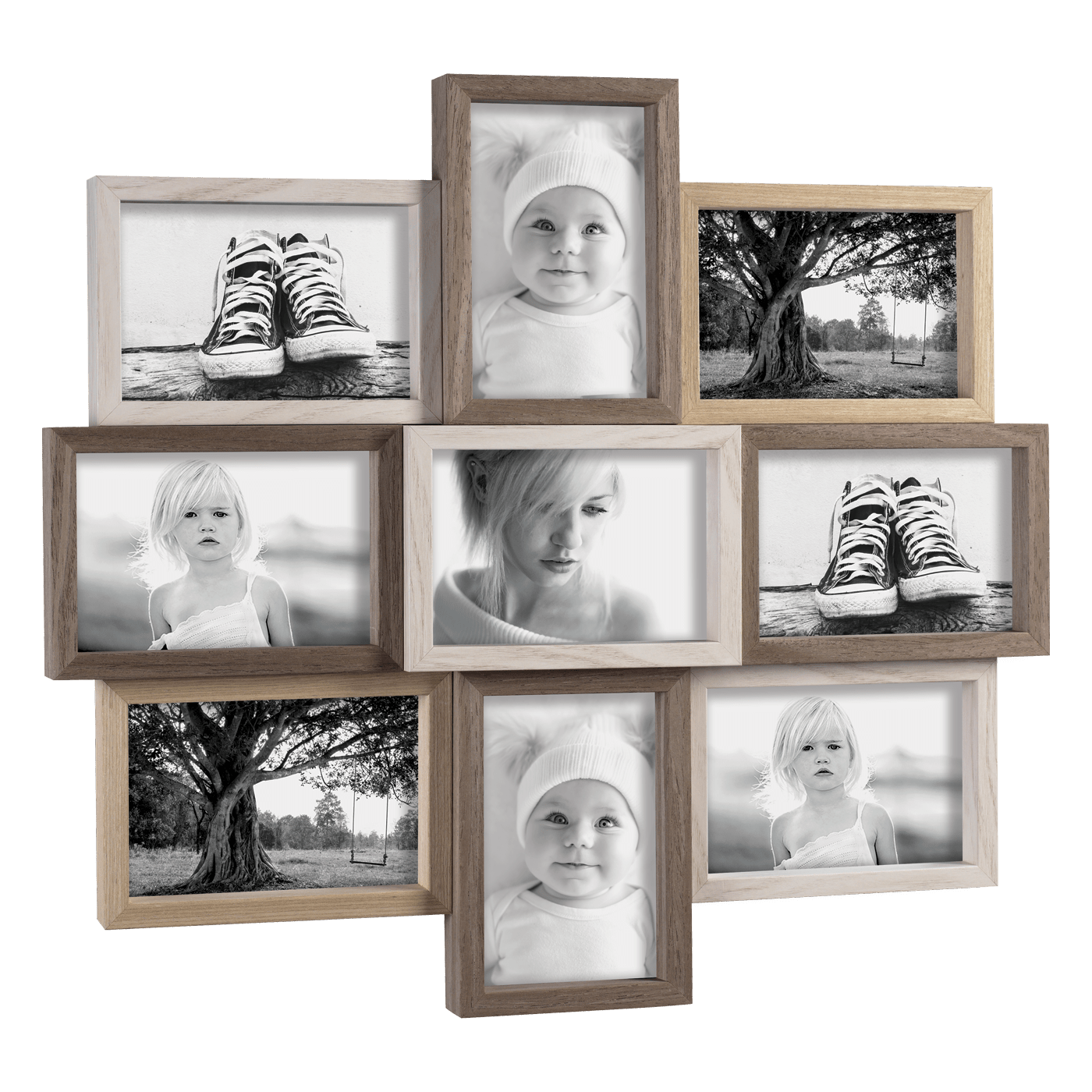 Portafoto bianco multiplo da parete per 5 foto 13x18 in legno made in Italy