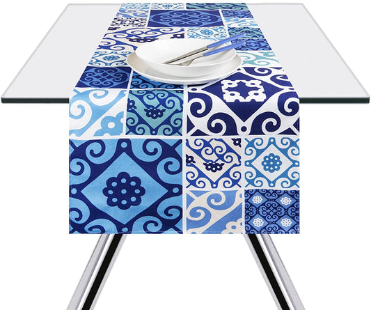 PORTO CERVO Runner da Tavola in Cotone colore blu,azzurro,bianco 45x140 cm - Dolci pensieri gift