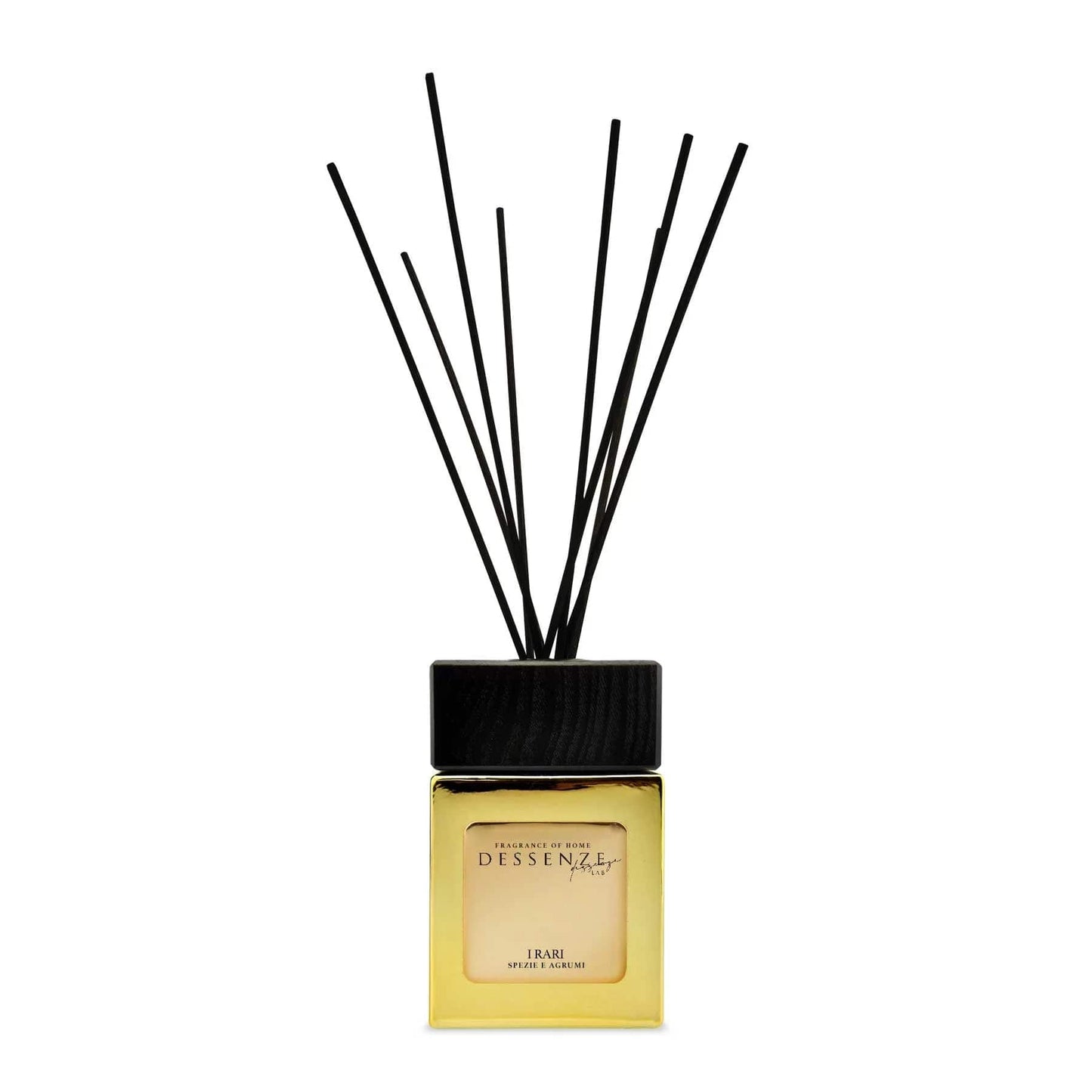 PROFUMATORE PER AMBIENTE CON BASTONCINI I RARI – Bottiglia oro FRAGRANZA SPEZIE E AGRUMI 100 ML - Dolci pensieri gift