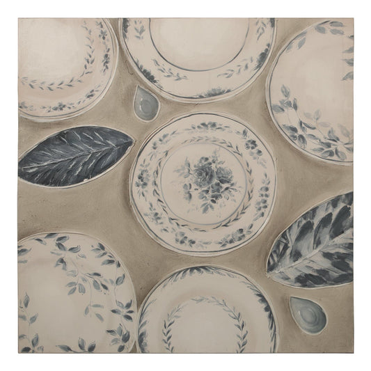 QUADRO IN TELA E LEGNO RAFFIGURANTE PIATTI AZZURRO - Dolci pensieri gift