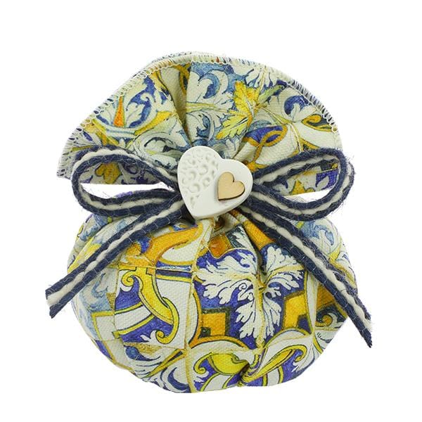 SACCHETTO BASE TONDA FANTASIA MAIORI 7X13 -GIALLO/BLU - Dolci pensieri gift