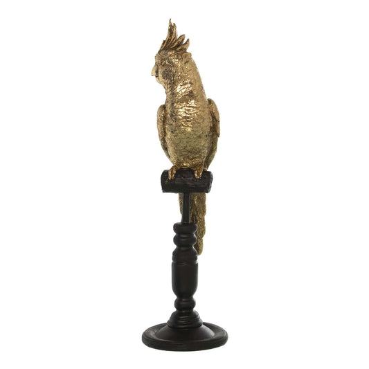 SAVANA CHIC Decorazione Pappagallo in Resina Cacatua Dorato su Trespolo 8,5x8x28 cm - Dolci pensieri gift