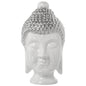 SAVANA CHIC Decorazione Testa di Buddha in Ceramica Bianca Argento 22x25x43 cm - Dolci pensieri gift