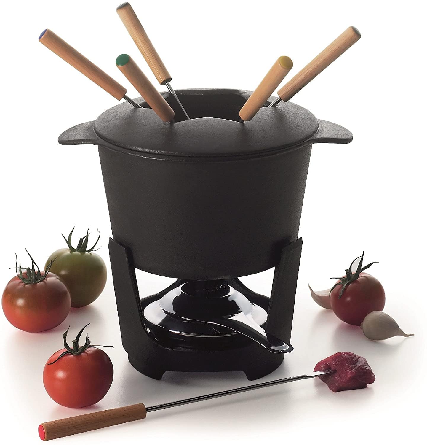 Servizio fonduta 10 pezzi nero in ghisa smaltata - Dolci pensieri gift