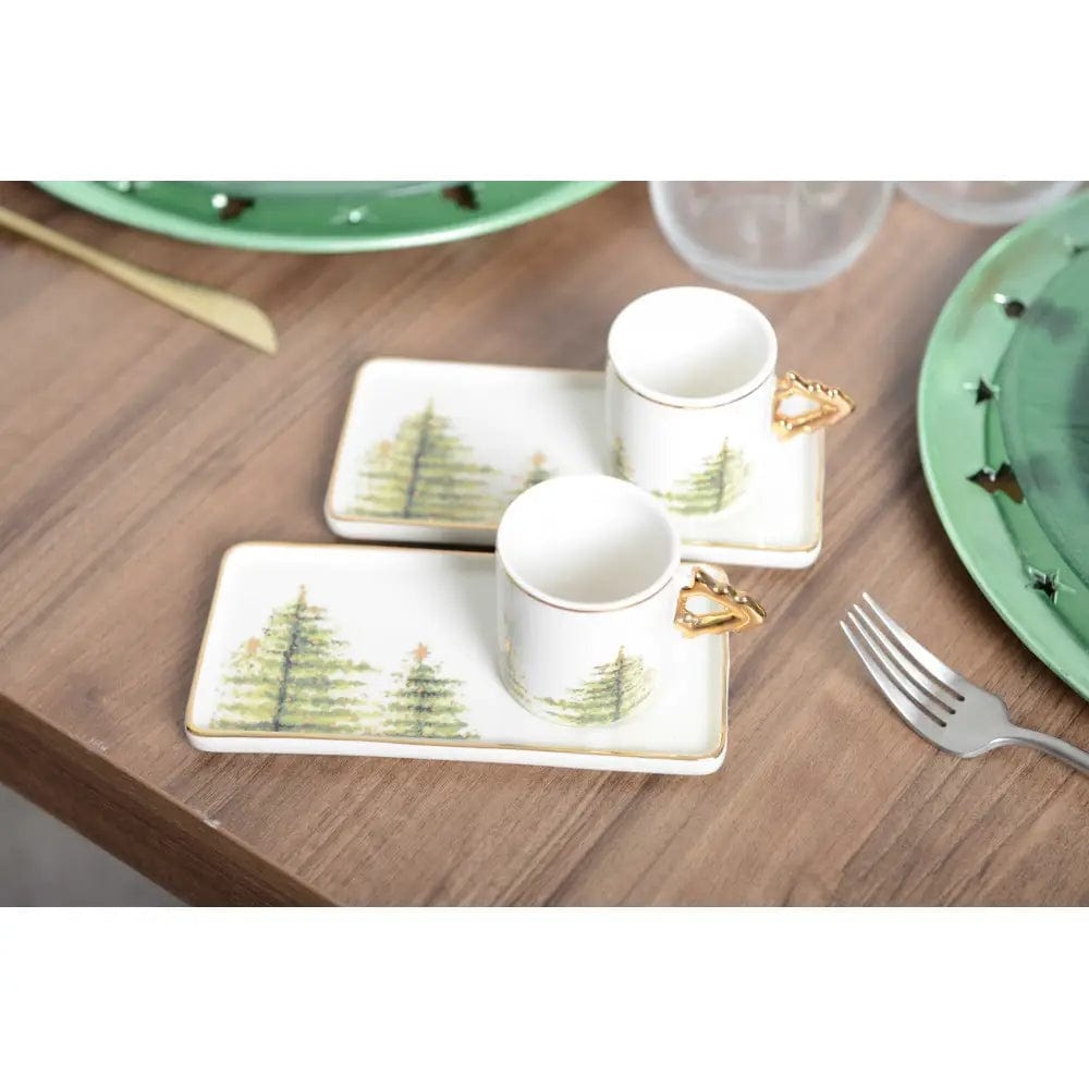 SET 2 TAZZE CONFEZIONE REGALO IN PORCELLANA DECORO ALBERO - Dolci pensieri gift