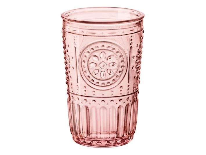 Set 4 bicchieri in vetro Frida con fiori colore rosa - Dolci pensieri gift