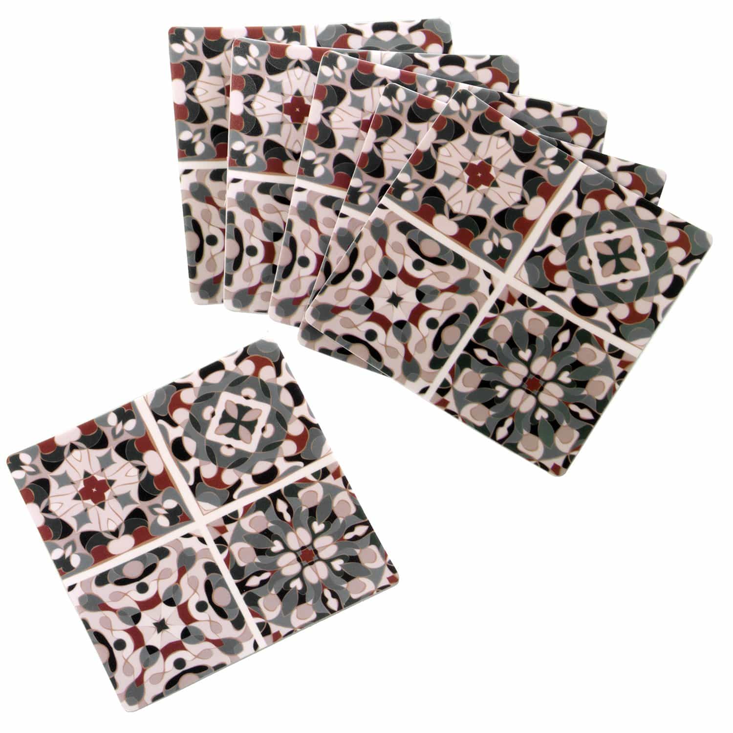 Set 6 Sottobicchieri in vinile mosaico con vari colori 10x10 cm - Dolci pensieri gift