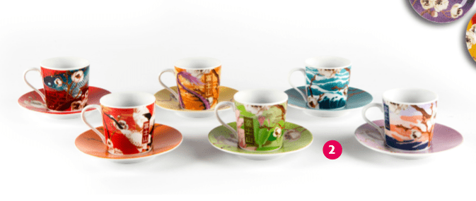Tokyo Servizio 6 tazzine da caffè con piattino multicolore stile orien -  Dolci pensieri gift