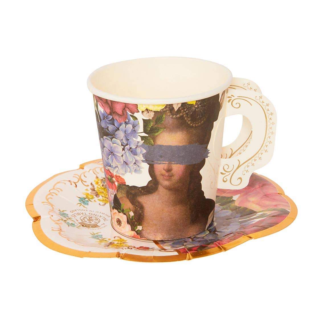 Set di tazze da tè e piattino floreali, confezione da 12 pezzi monouso - Dolci pensieri gift