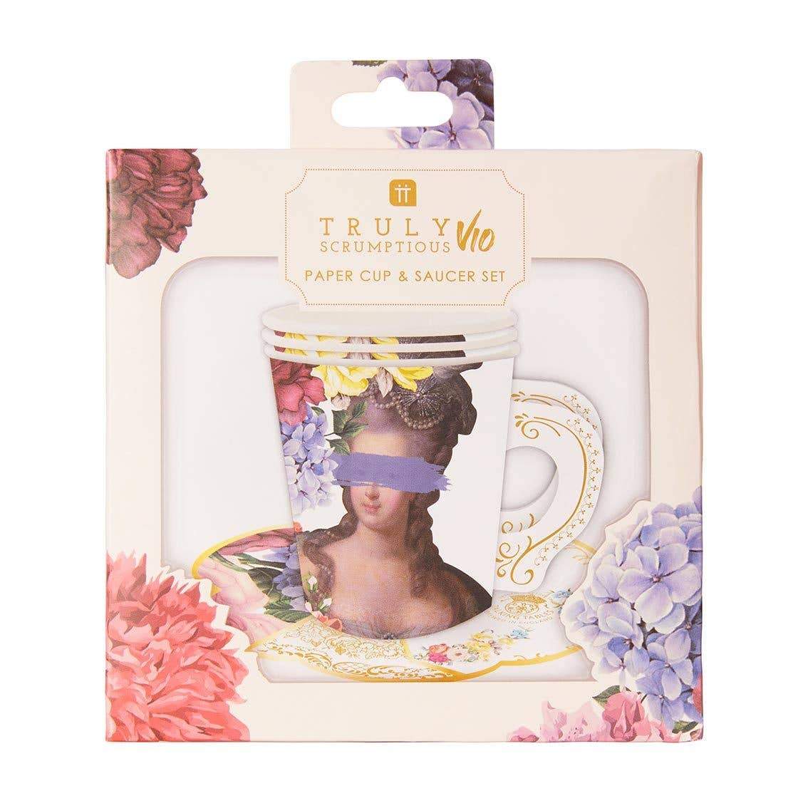Set di tazze da tè e piattino floreali, confezione da 12 pezzi monouso - Dolci pensieri gift