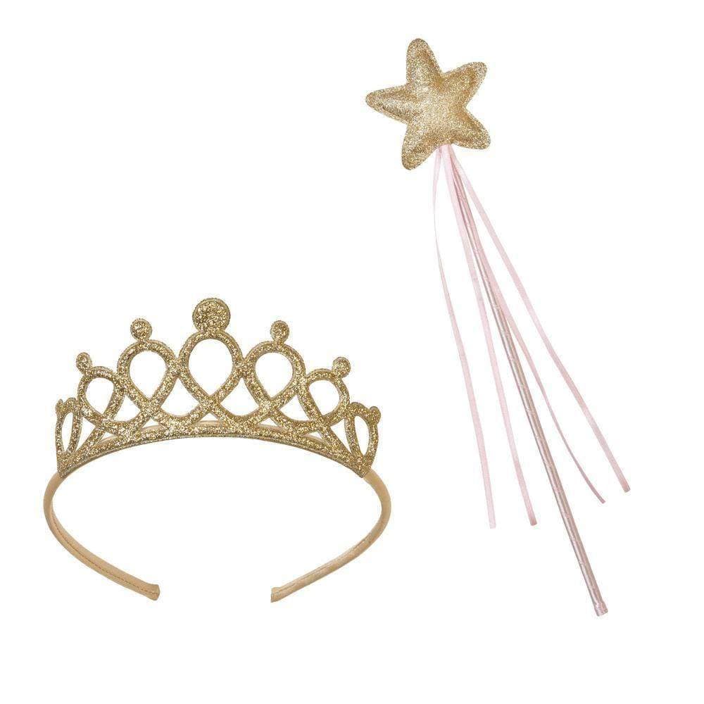 Set principessa bacchetta e corona rosa e oro, accessorio festa bambina - Dolci pensieri gift
