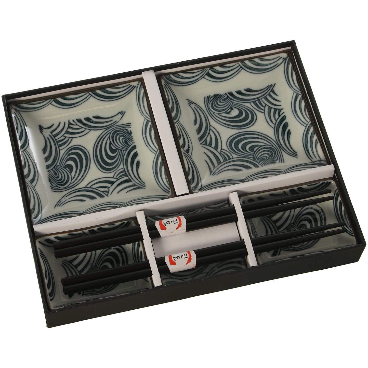 Set sushi per 2 persone in scatola regalo in porcellana Giapponese decorazione onde - Dolci pensieri gift