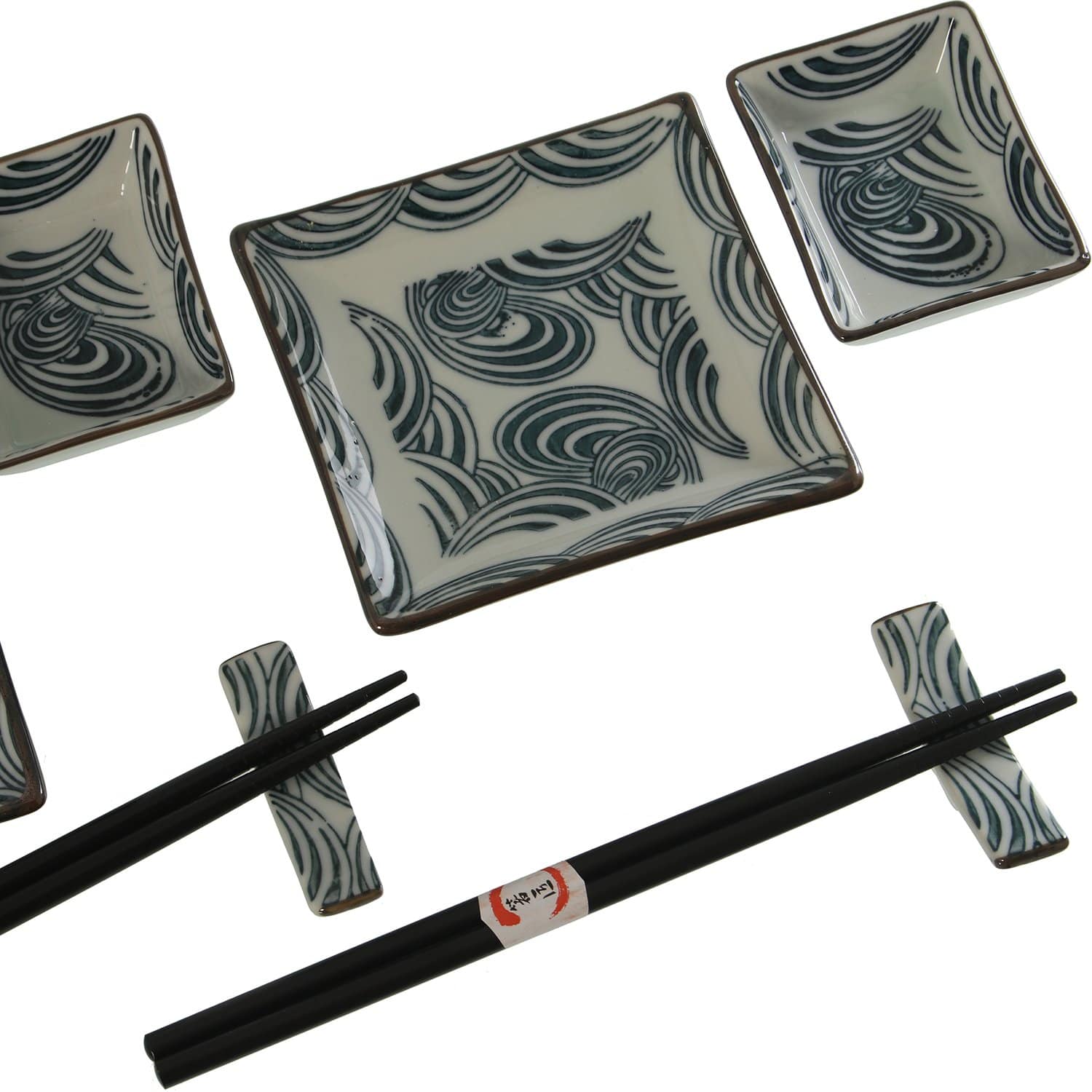 Set sushi per 2 persone in scatola regalo in porcellana Giapponese decorazione onde - Dolci pensieri gift