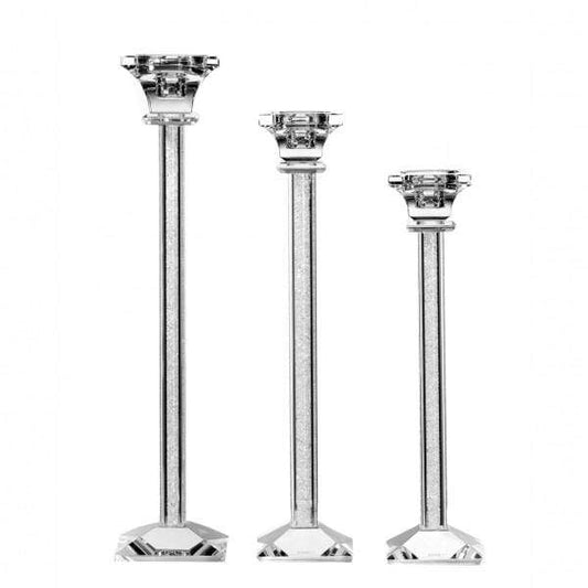 Set tre pezzi candelabro cristallo colore trasparente - Dolci pensieri gift