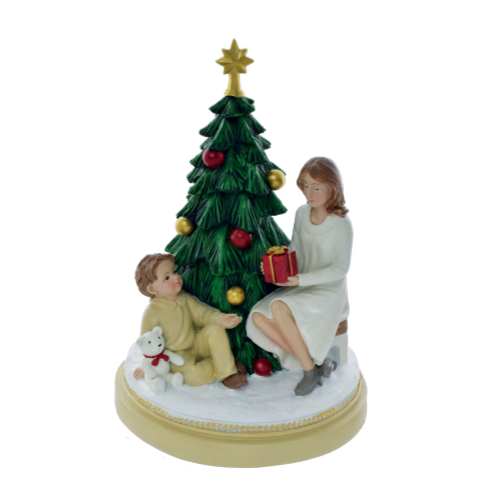 Statuetta Albero di Natale mamma e figlio scambio regali 16cm - Dolci pensieri gift