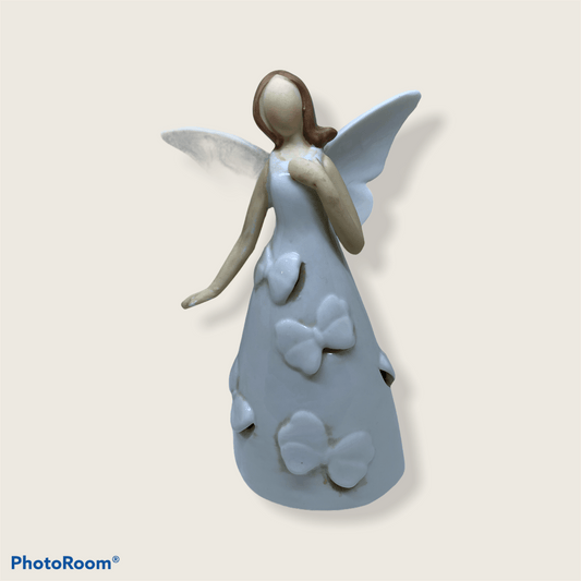 Statuetta Angelo donna in porcellana 18cm H - Dolci pensieri gift