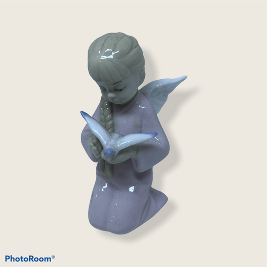 Statuetta bambina con colomba 10cm H - Dolci pensieri gift