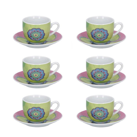 Taormina Set 6 Tazzine da Caffè con Piattino in Porcellana - Dolci pensieri gift