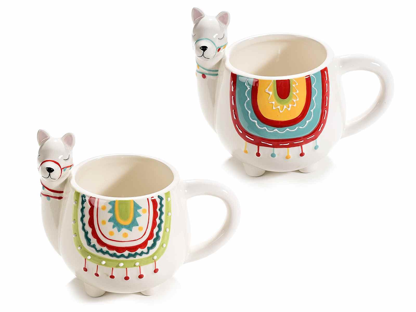 Tazza lama in ceramica colorata con dettagli in rilievo - Dolci pensieri gift