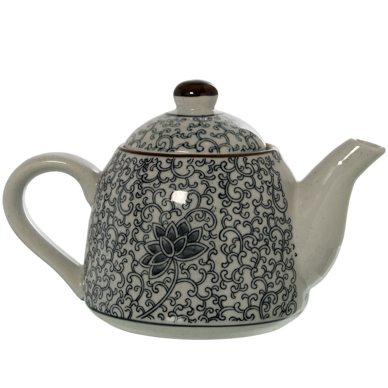 Teiera Giapponese in ceramica con manico in porcellana fantasia blu loto 700 ml - Dolci pensieri gift