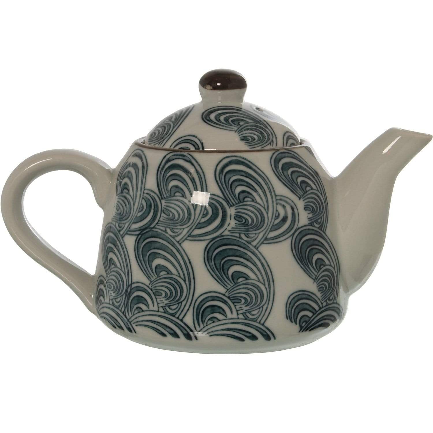 Teiera Giapponese in ceramica con manico in porcellana fantasia onde blu 700 ml - Dolci pensieri gift