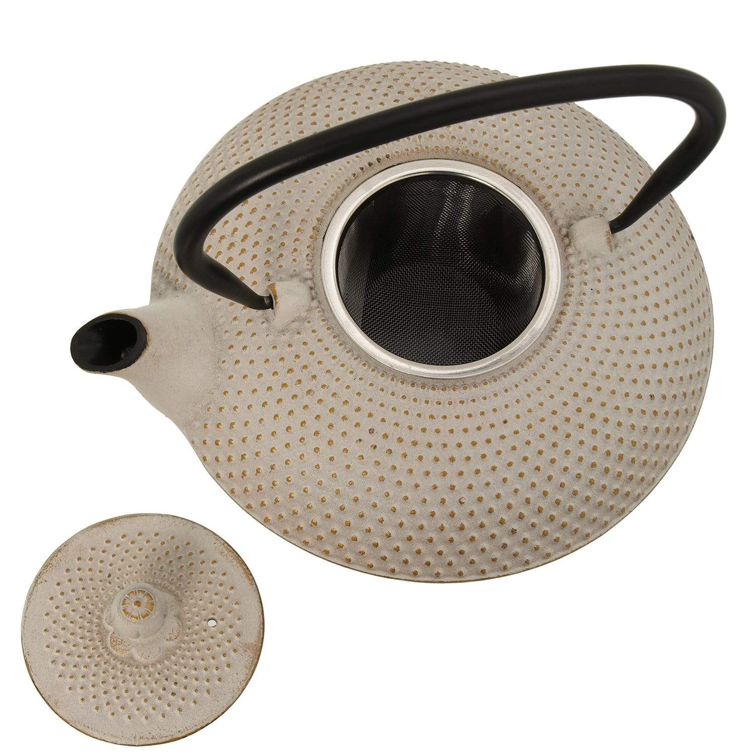 Teiera Giapponese in Ghisa Colore Bianco Oro 800 cl tè e tisane - Dolci pensieri gift