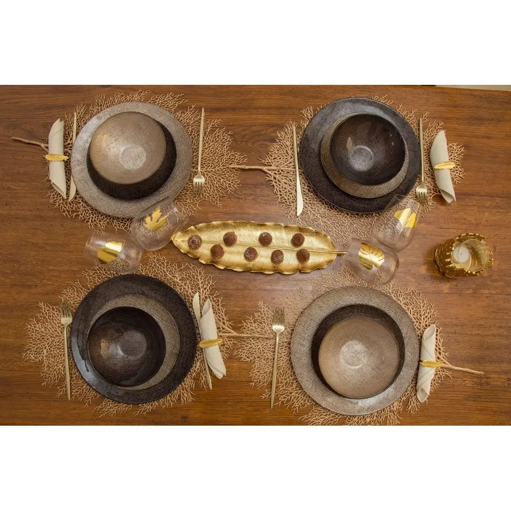 TOVAGLIETTA FOGLIA ORO TAVOLA NATALIZIA SOTTOPIATTO CENTRINO DECORATIVO - Dolci pensieri gift