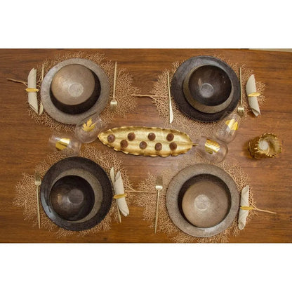 TOVAGLIETTA FOGLIA ORO TAVOLA NATALIZIA SOTTOPIATTO CENTRINO DECORATIVO - Dolci pensieri gift