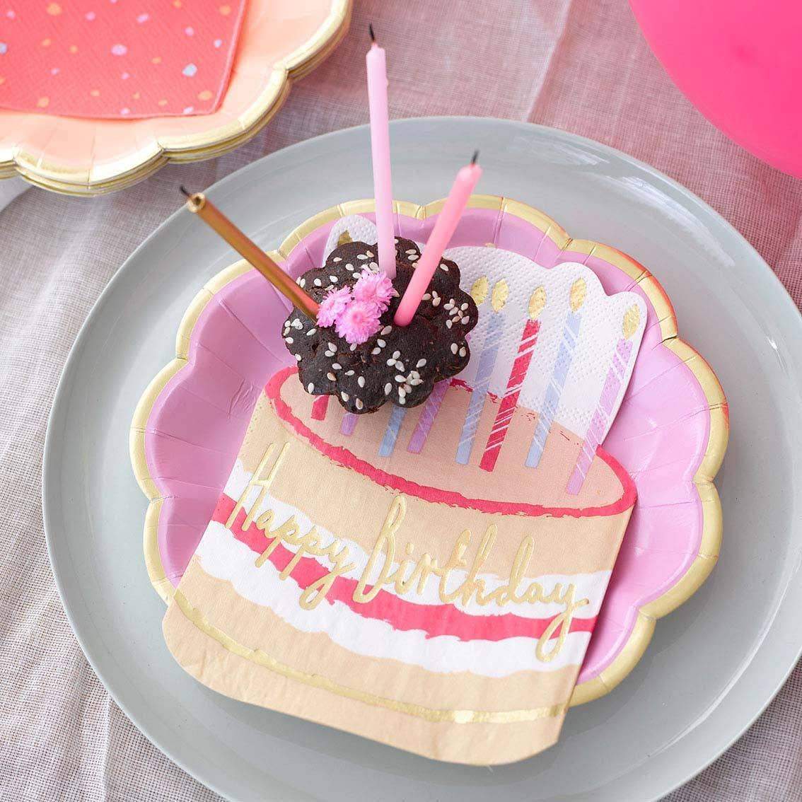 Tovaglioli di buon compleanno a forma di torta, confezione da 12 pezzi - Dolci pensieri gift