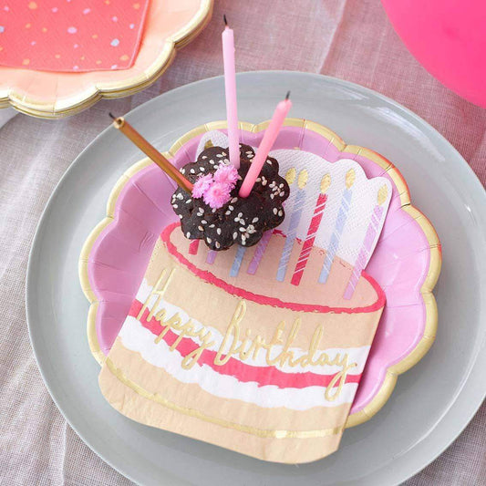 Tovaglioli di buon compleanno a forma di torta, confezione da 12 pezzi - Dolci pensieri gift