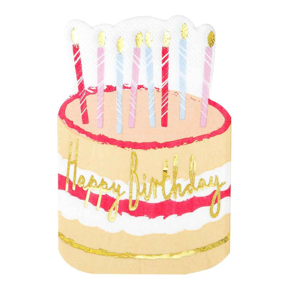 Tovaglioli di buon compleanno a forma di torta, confezione da 12 pezzi - Dolci pensieri gift