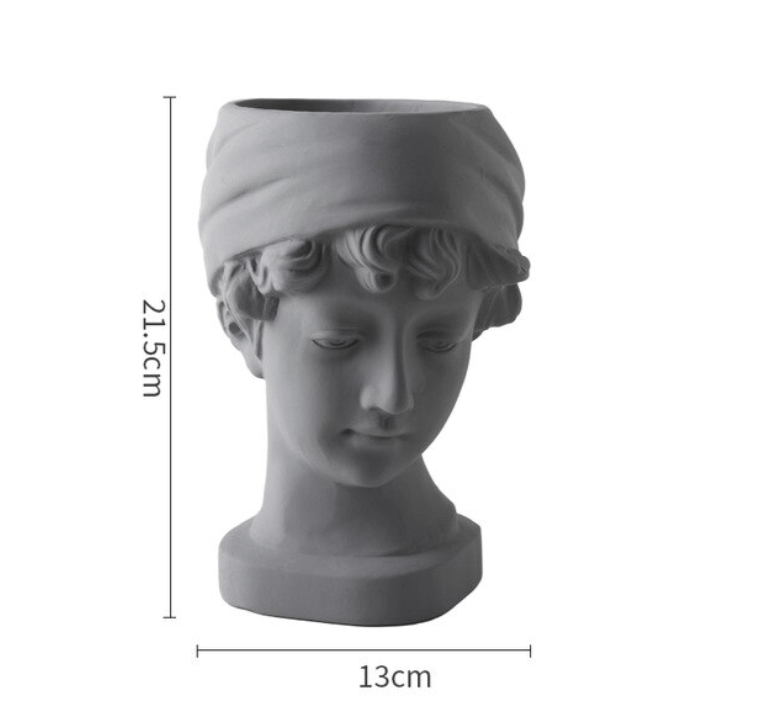 Vaso Donna in ceramica Porta Fiori 22 x 13 cm statua grigio tortora - Dolci pensieri gift