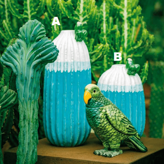 Vaso per Fiori Cactus Messico Tropical in Ceramica Colore Blu