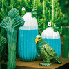 Vaso per Fiori Cactus Messico Tropical in Ceramica Colore Blu Bianco 16XH26 cm N B - Dolci pensieri gift