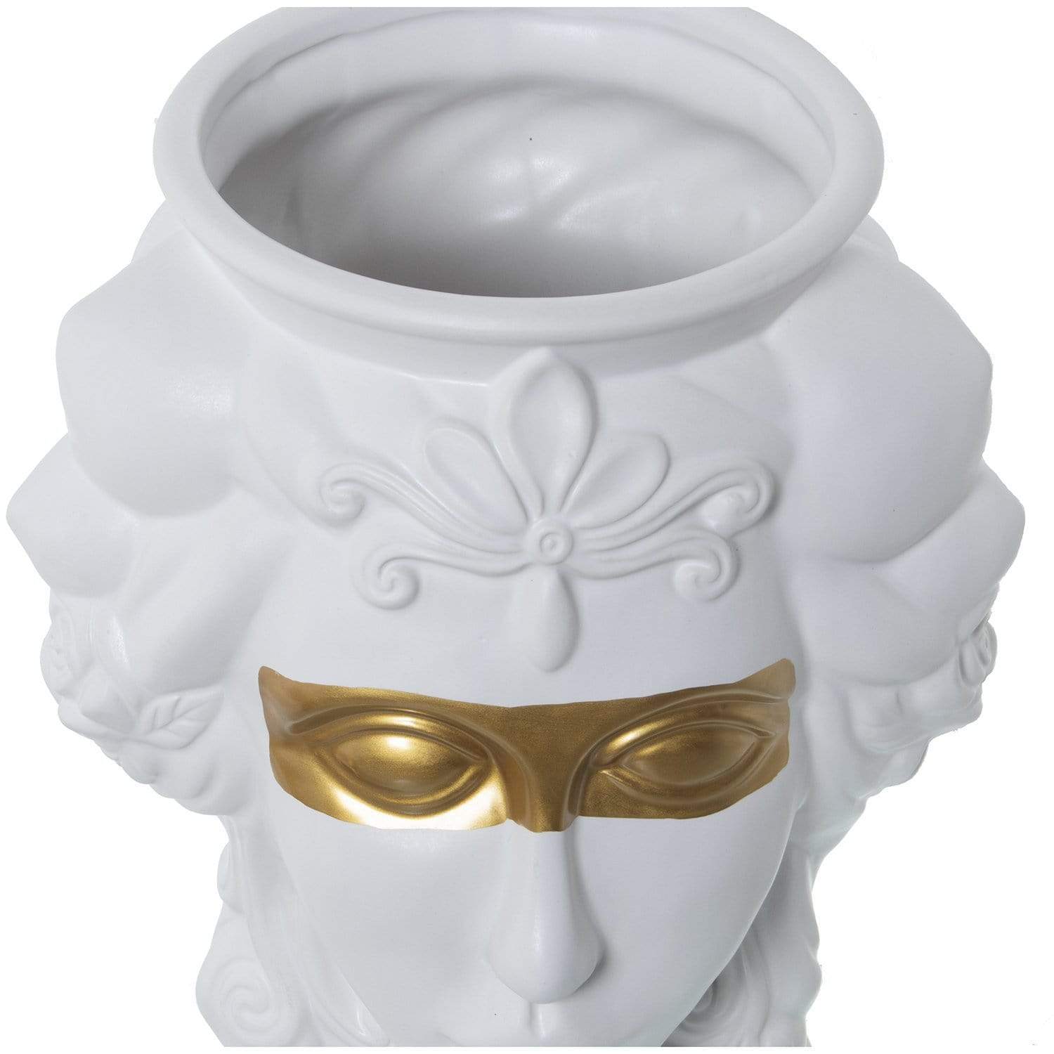 Vaso Testa per Fiori Donna DEA BENDATA in Ceramica Con Benda Oro 25x12,5x31cm - Dolci pensieri gift