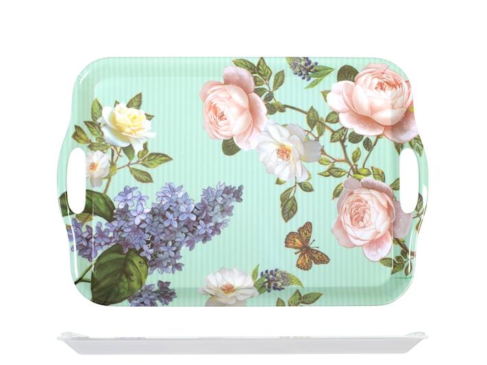 Vassoio in melamina con Fiori decorazione shabby chic 47x32,5x2 Cm - Dolci pensieri gift