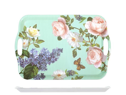 Vassoio in melamina con Fiori decorazione shabby chic 47x32,5x2 Cm - Dolci pensieri gift