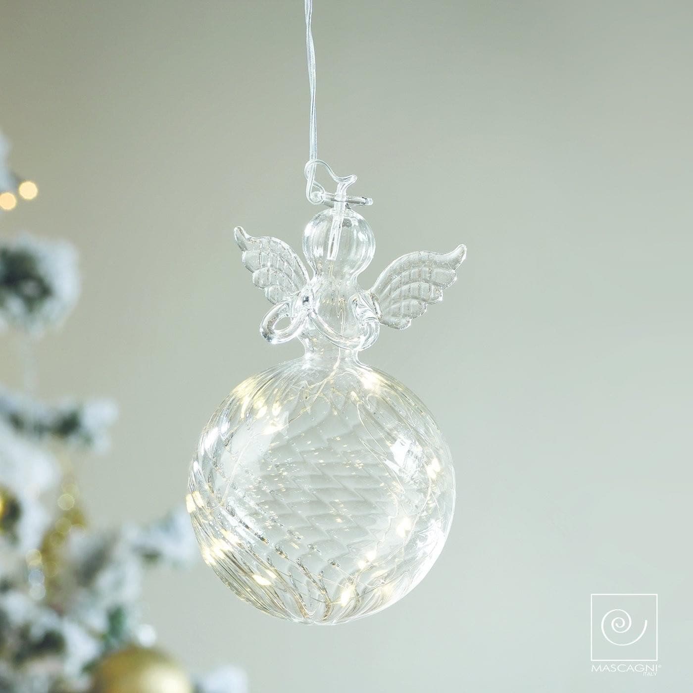 Angelo in vetro sfera con led luci decorazione per l'albero di natale 15 cm - Dolci pensieri gift