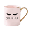 Tazza Mug in ceramica con occhi Rosa manico oro 380ml - Dolci pensieri gift